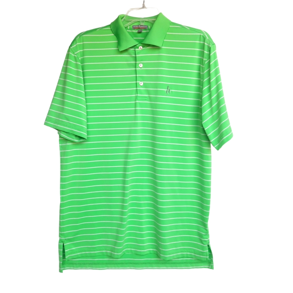 Peter Millar Mens Golf Polo Shirt Size Medium Summer Comfort Green  Performance